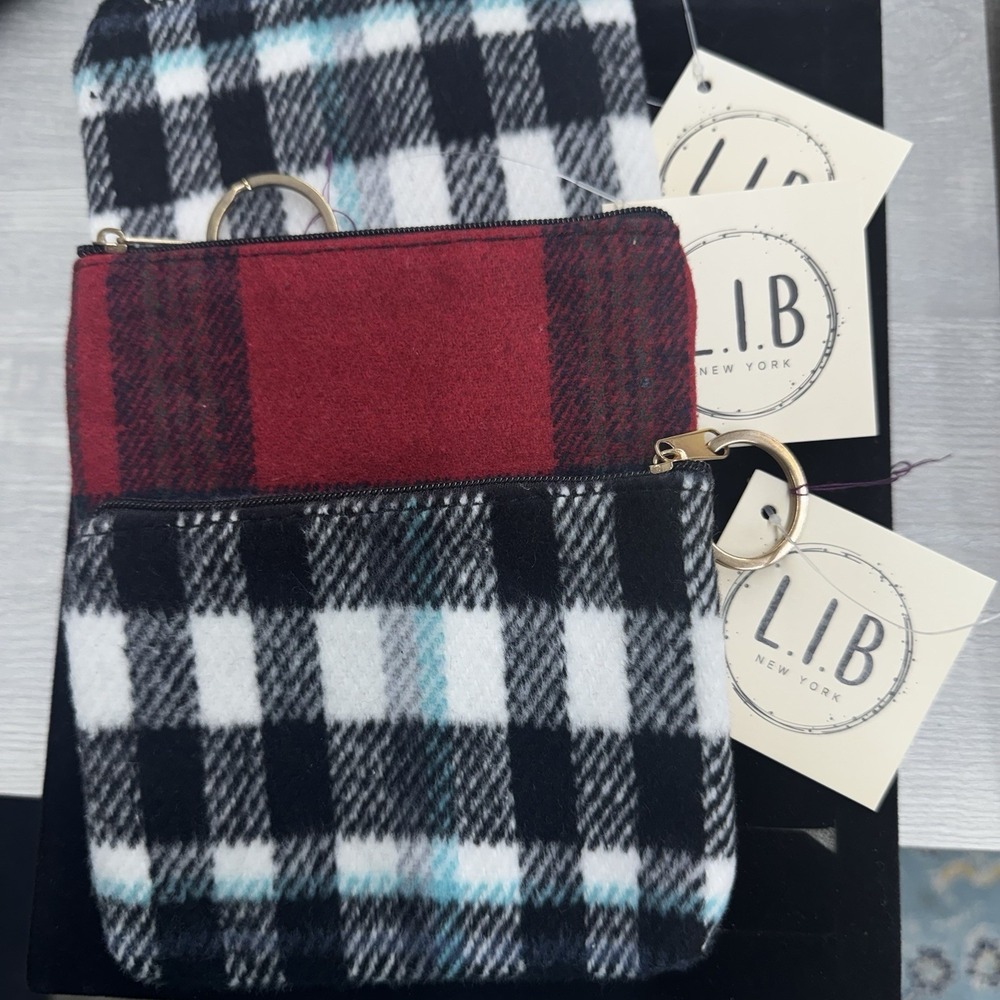 LIB NEW YORK  Change Purses. 3 Pack. Flannel Plaid Wholesale Western Lumberjack